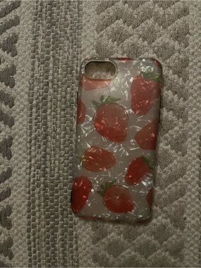 Ardene Clear Phone Case with Red Strawberry Print